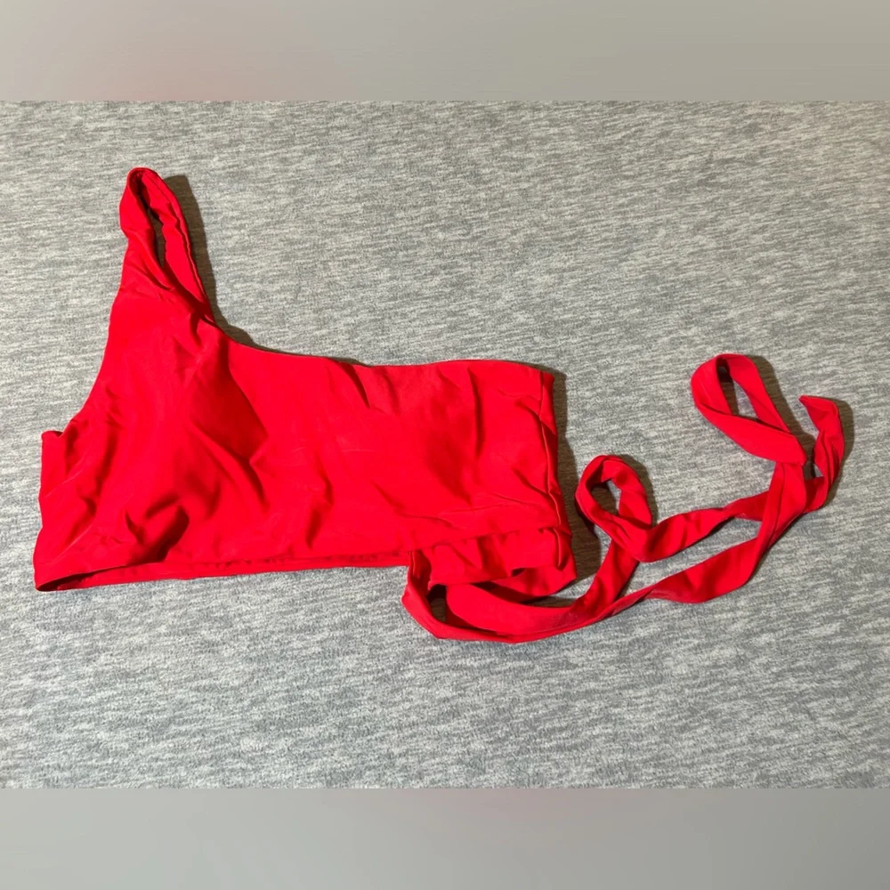 Pinup Fashion 2 piece one shoulder tankini swimwear set red black women’s‎ M new